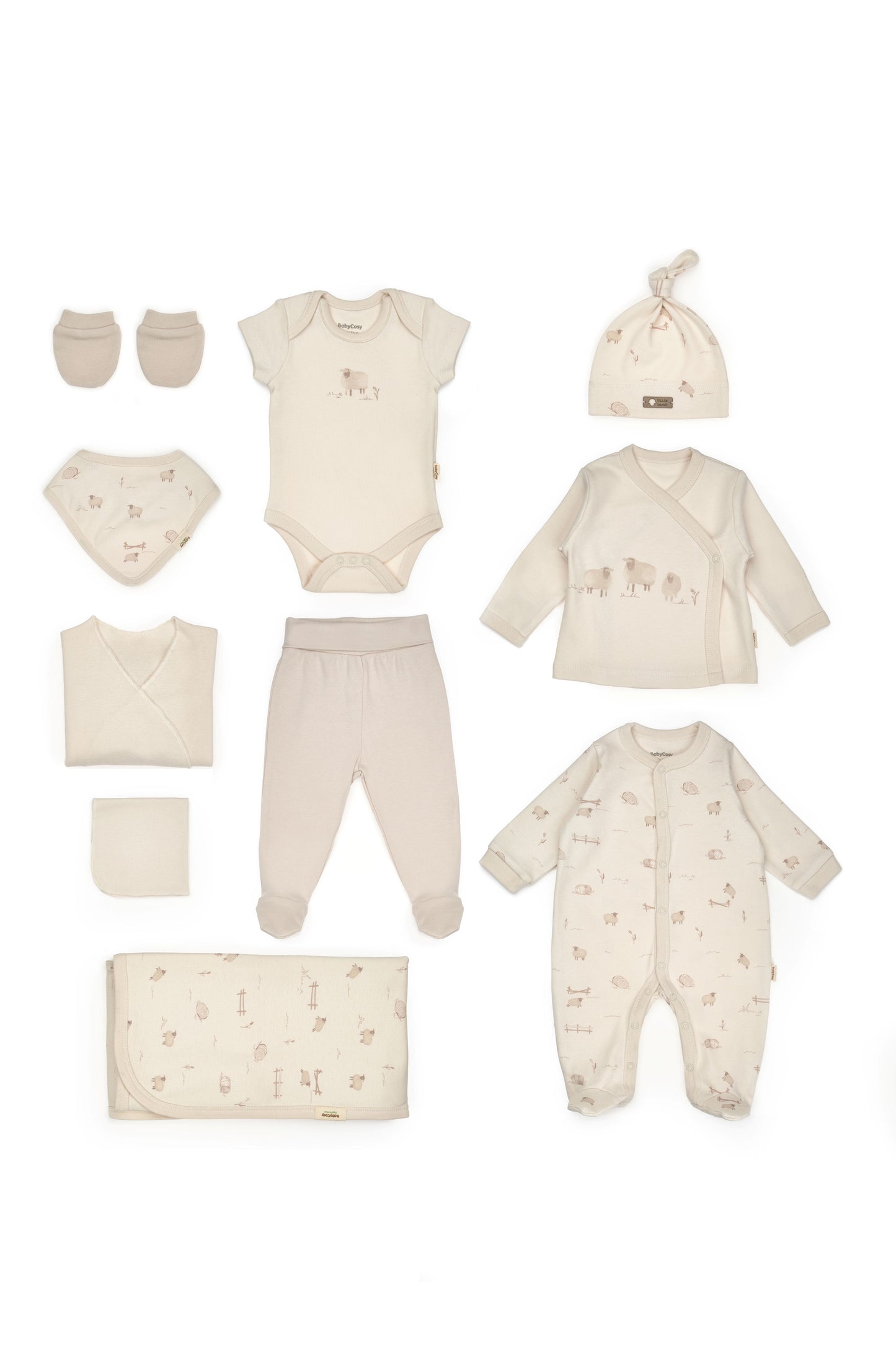 Little Lamb 10-Piece  Organic Newborn Set Honey and Hive