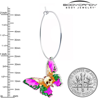 Butterfly Skull Hoop Earrings by Onyx O BodyCandy