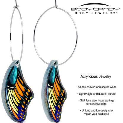 Butterfly Wing Hoop Earrings by Onyx O BodyCandy