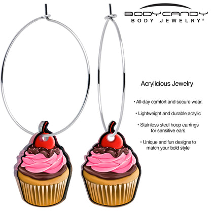 Valentine Cupcake Hoop Earrings by Onyx O BodyCandy