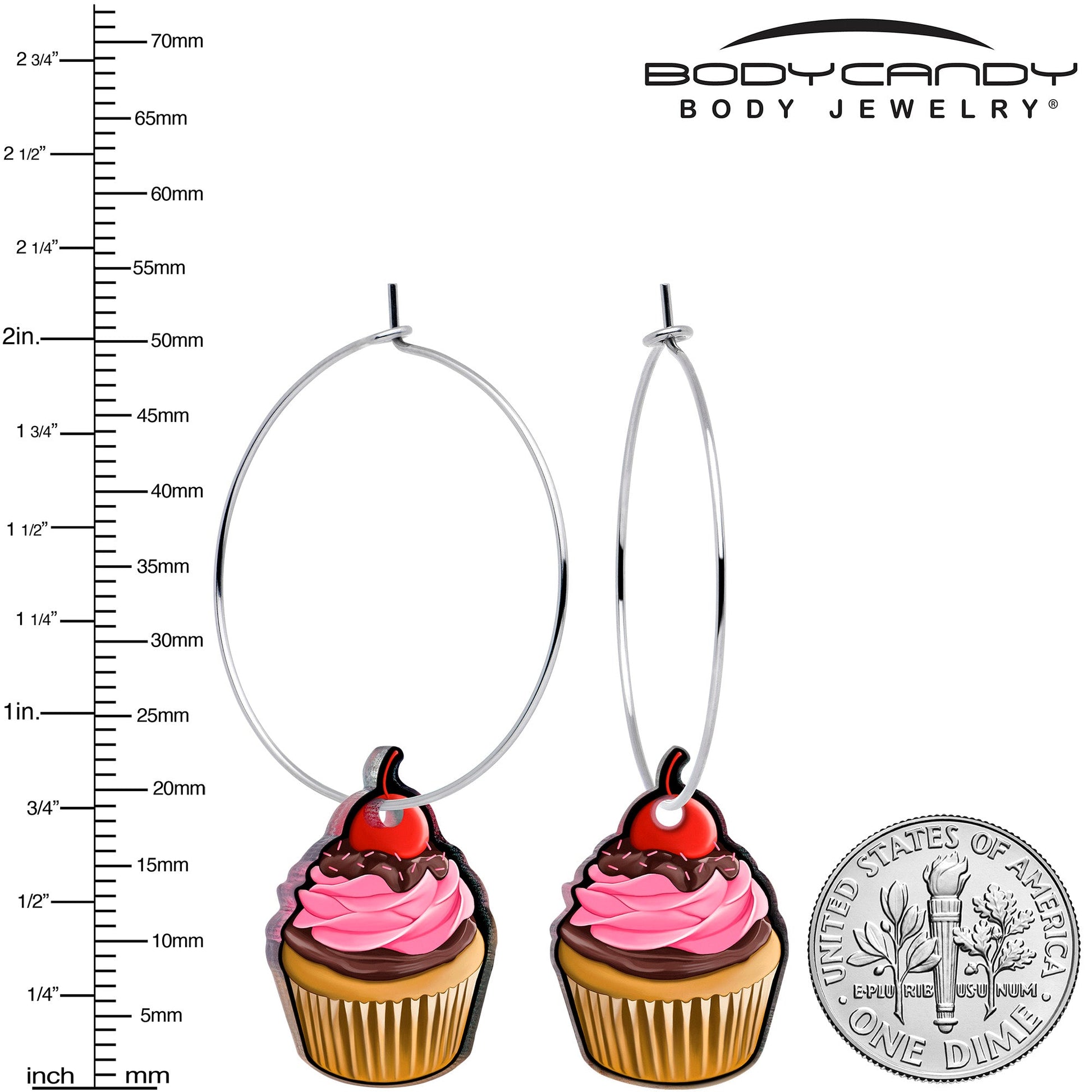 Valentine Cupcake Hoop Earrings by Onyx O BodyCandy