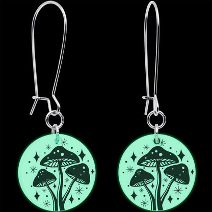 Glow in the Dark Mystic Mushroom Dangle Earrings by Onyx O BodyCandy