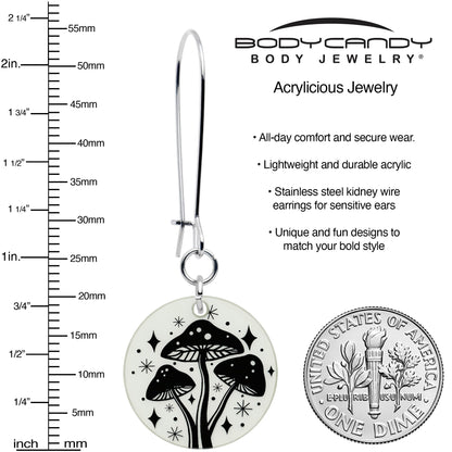 Glow in the Dark Mystic Mushroom Dangle Earrings by Onyx O BodyCandy