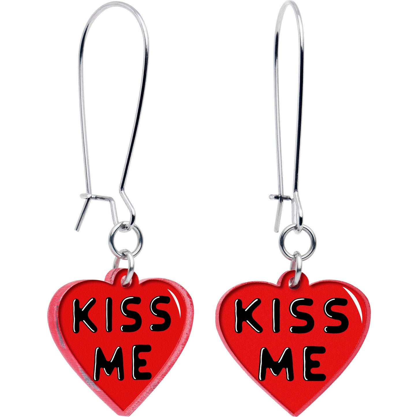 Kiss Me Heart Dangle Earrings by Onyx O BodyCandy
