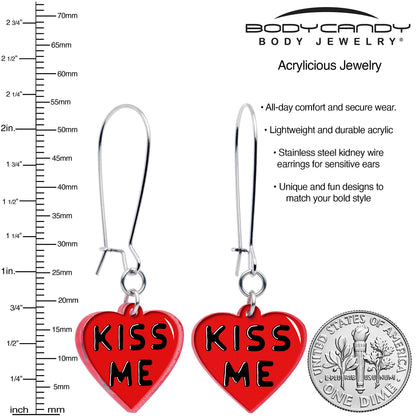 Kiss Me Heart Dangle Earrings by Onyx O BodyCandy