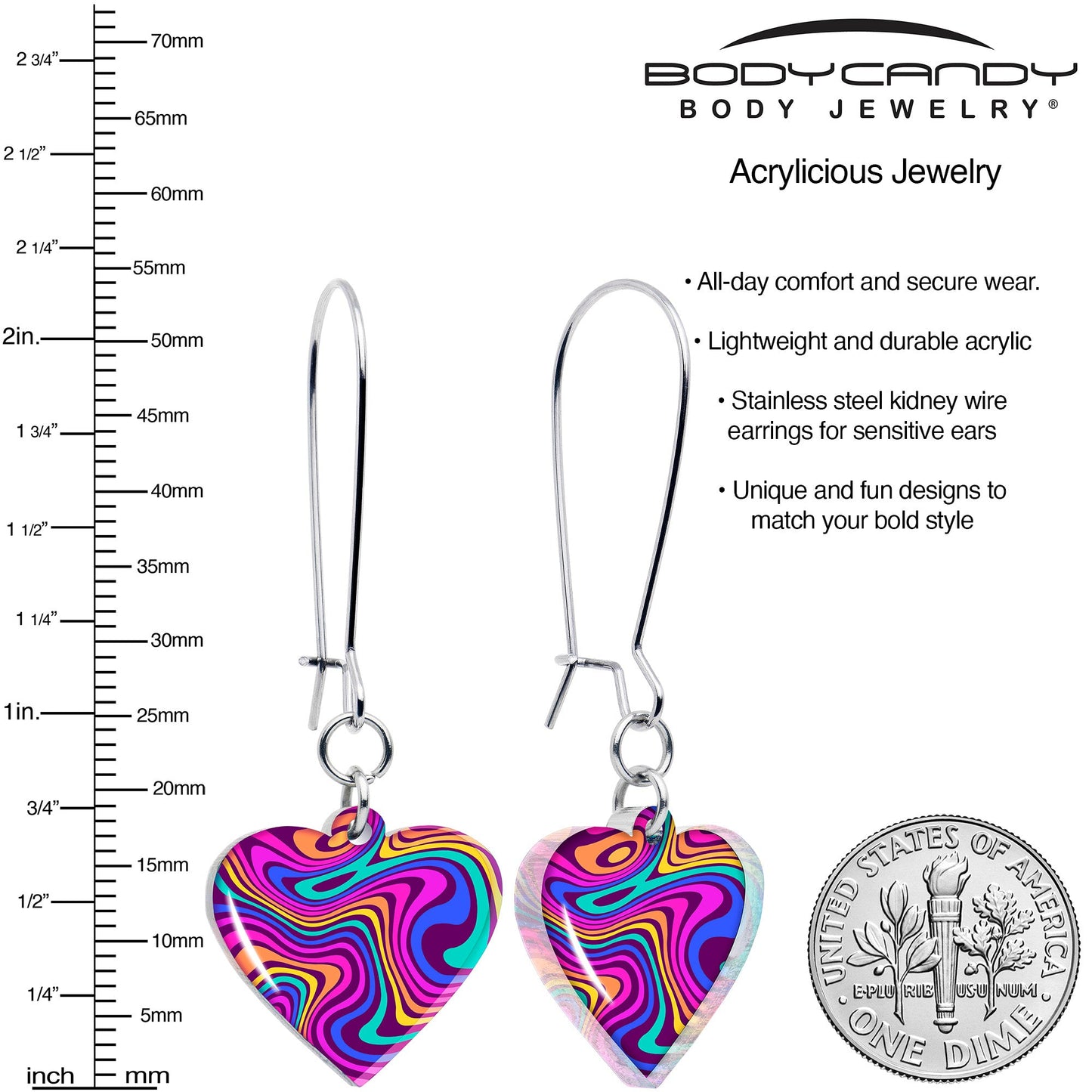 Swirling Heart Dangle Earrings by Onyx O BodyCandy