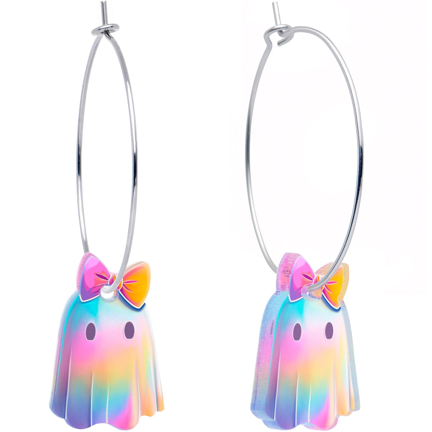 Iridescent Ghost Girl Hoop Earrings by Onyx O BodyCandy