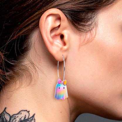 Iridescent Ghost Girl Hoop Earrings by Onyx O BodyCandy