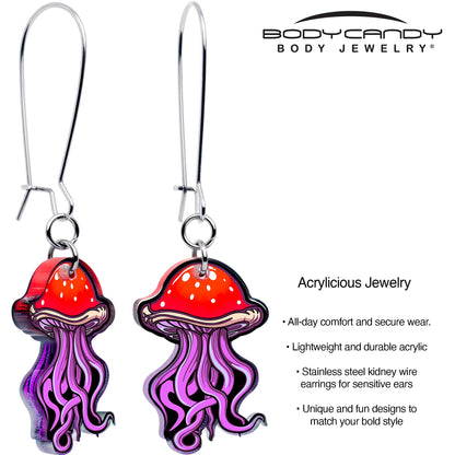 Mushroom Jellyfish Dangle Earrings by Onyx O BodyCandy