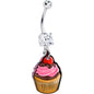 Double Gem Valentine Cupcake Dangle Belly Ring by Onyx O BodyCandy