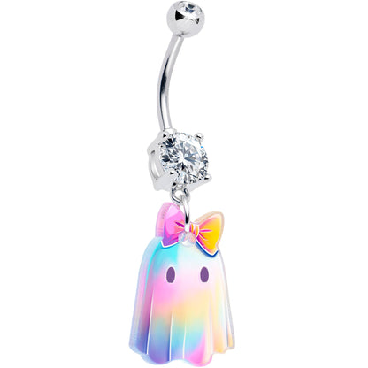 Clear Gem Iridescent Ghost Girl Dangle Belly Ring by Onyx O BodyCandy