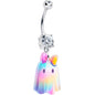 Clear Gem Iridescent Ghost Girl Dangle Belly Ring by Onyx O BodyCandy