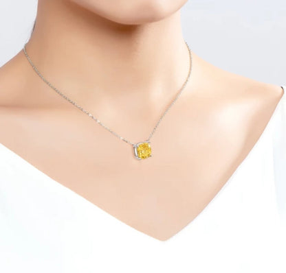 Cushion Square Cubic Zirconia 14K gold Solitaire Pendant. 635P208K