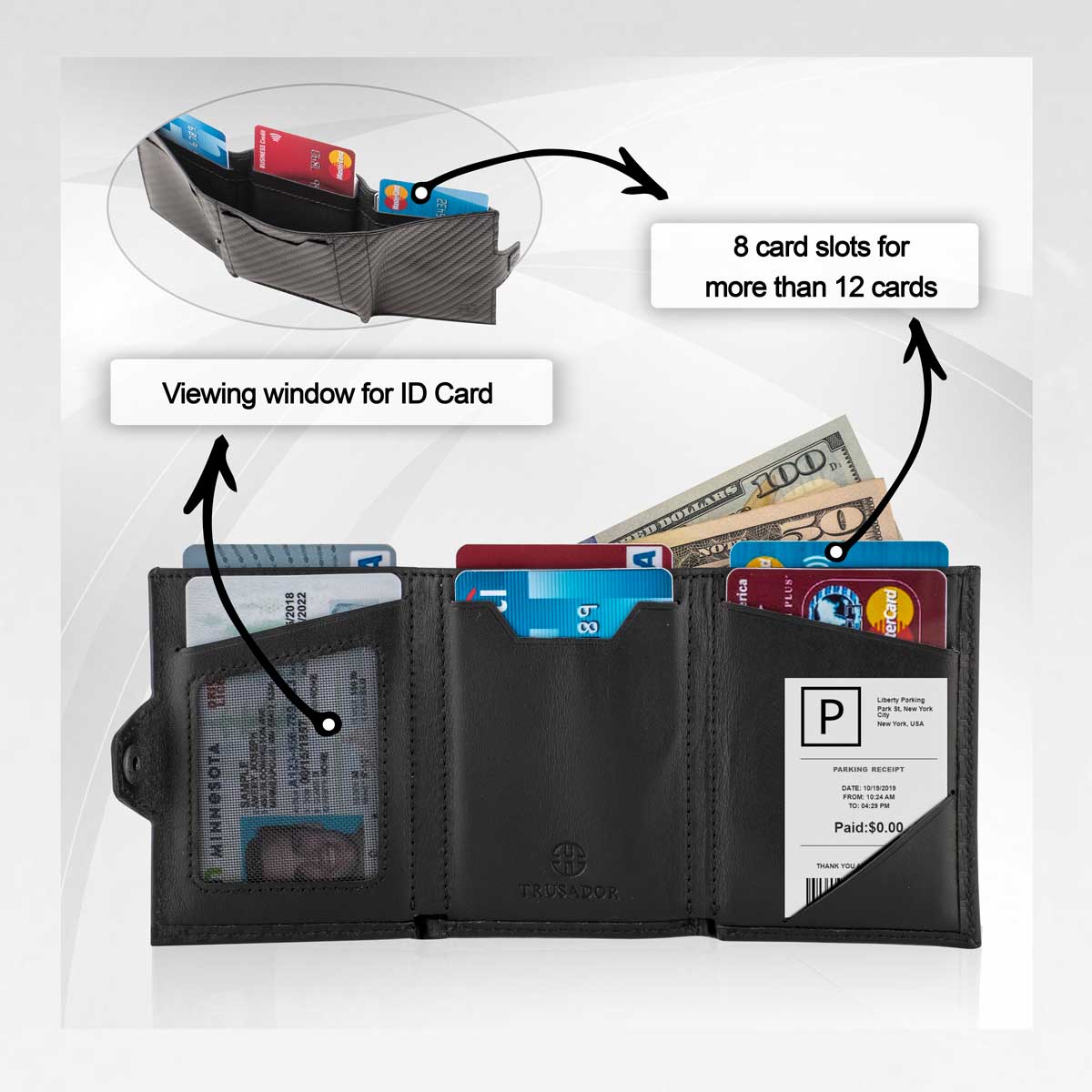 Verona Front Pocket Trifold Leather Wallet Trusador