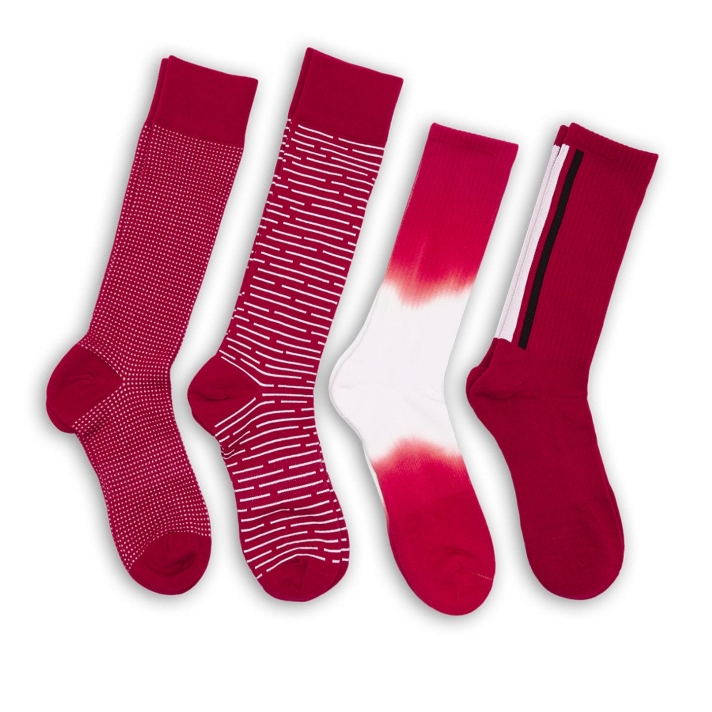 Cardinal / White Mixed Socks 4 Pack -B DeadSoxy