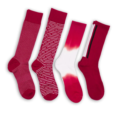 Cardinal / White Mixed Socks 4 Pack -B DeadSoxy