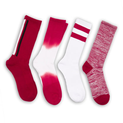 Cardinal / White Casual Socks 4 Pack DeadSoxy