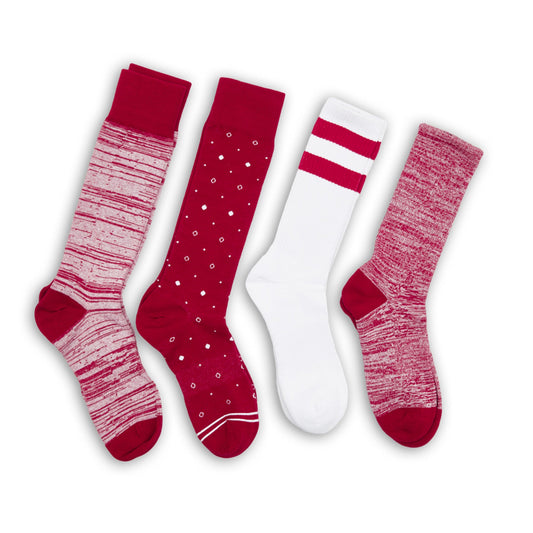 Cardinal / White Mixed Socks 4 Pack -A DeadSoxy
