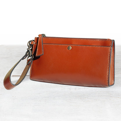Caravel Wristlet Clutch - Luxury Leather Handbag in Cognac Urban-Equestrian