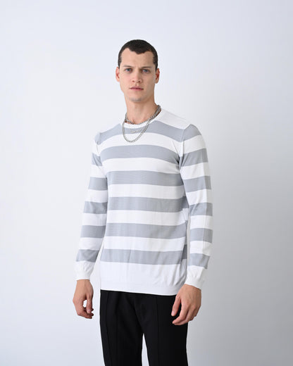 Casual Men's Knitwear with Dual-Tone Stripe Detail Withinblack