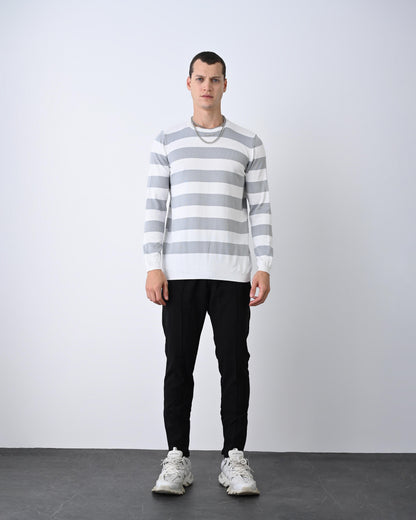 Casual Men's Knitwear with Dual-Tone Stripe Detail Withinblack