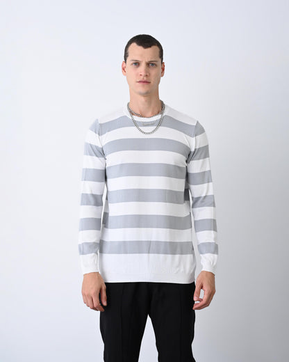 Casual Men's Knitwear with Dual-Tone Stripe Detail Withinblack