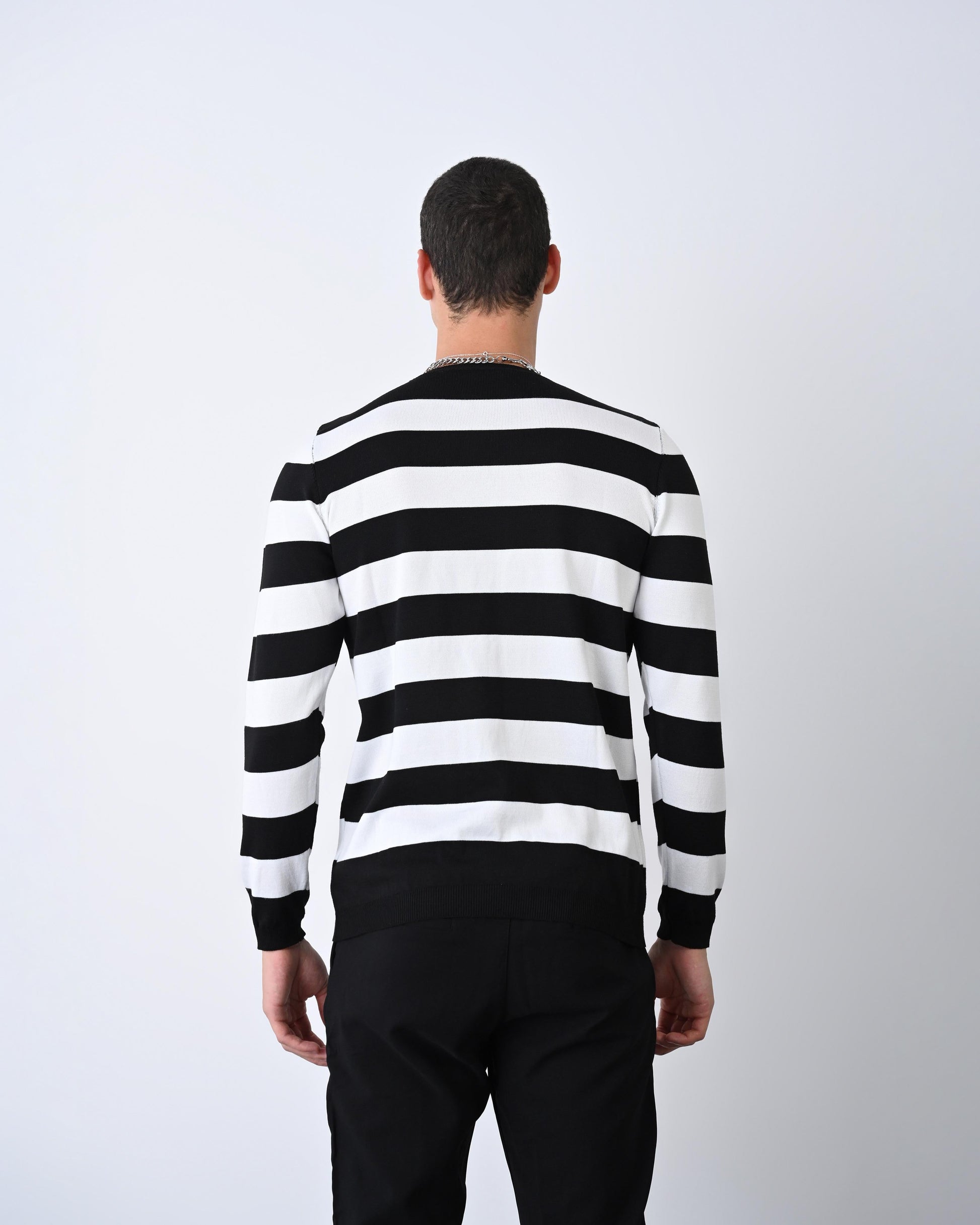 Casual Men's Knitwear with Dual-Tone Stripe Detail Withinblack