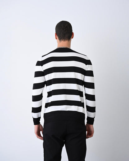 Casual Men's Knitwear with Dual-Tone Stripe Detail Withinblack