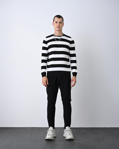Casual Men's Knitwear with Dual-Tone Stripe Detail Withinblack