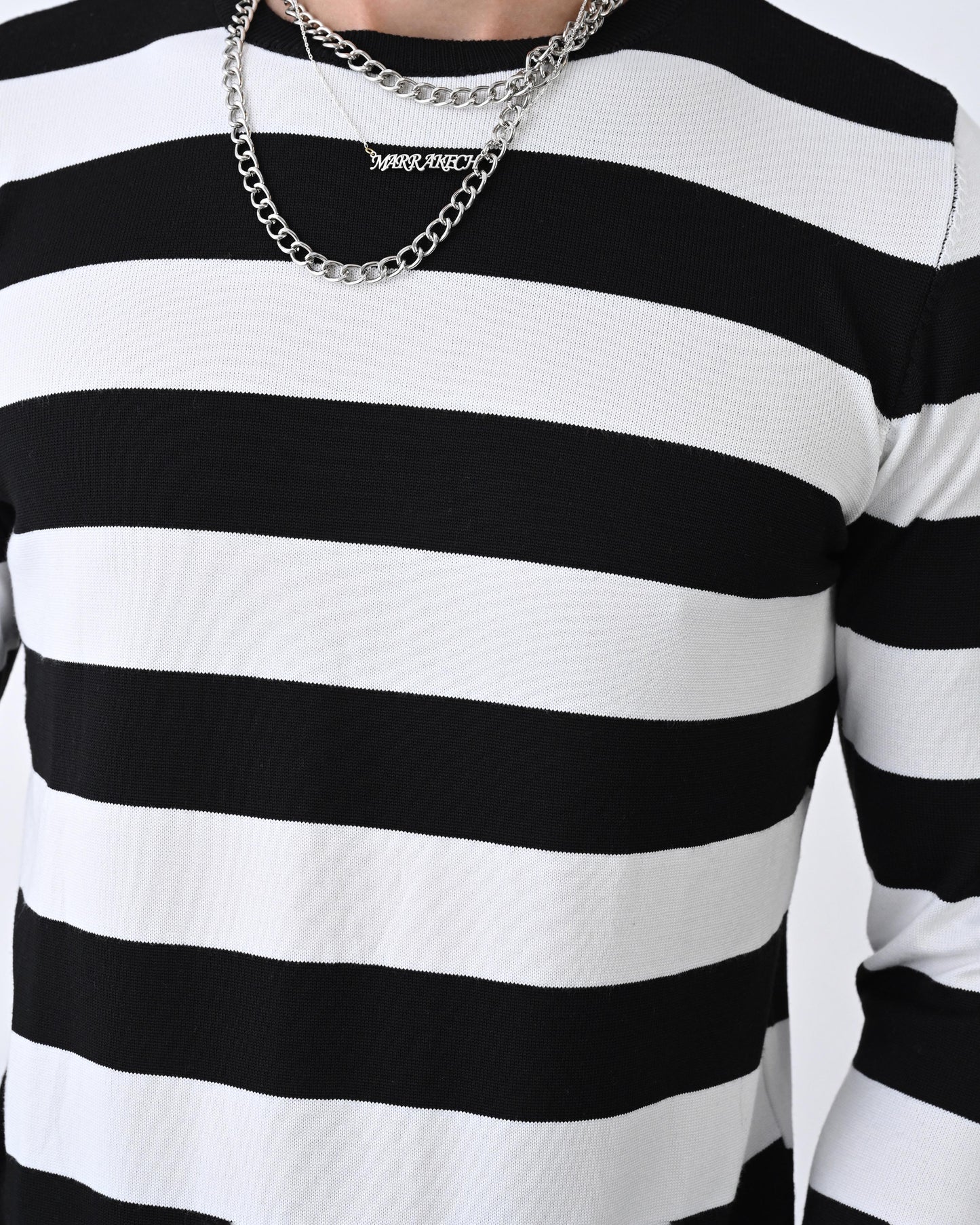 Casual Men's Knitwear with Dual-Tone Stripe Detail Withinblack
