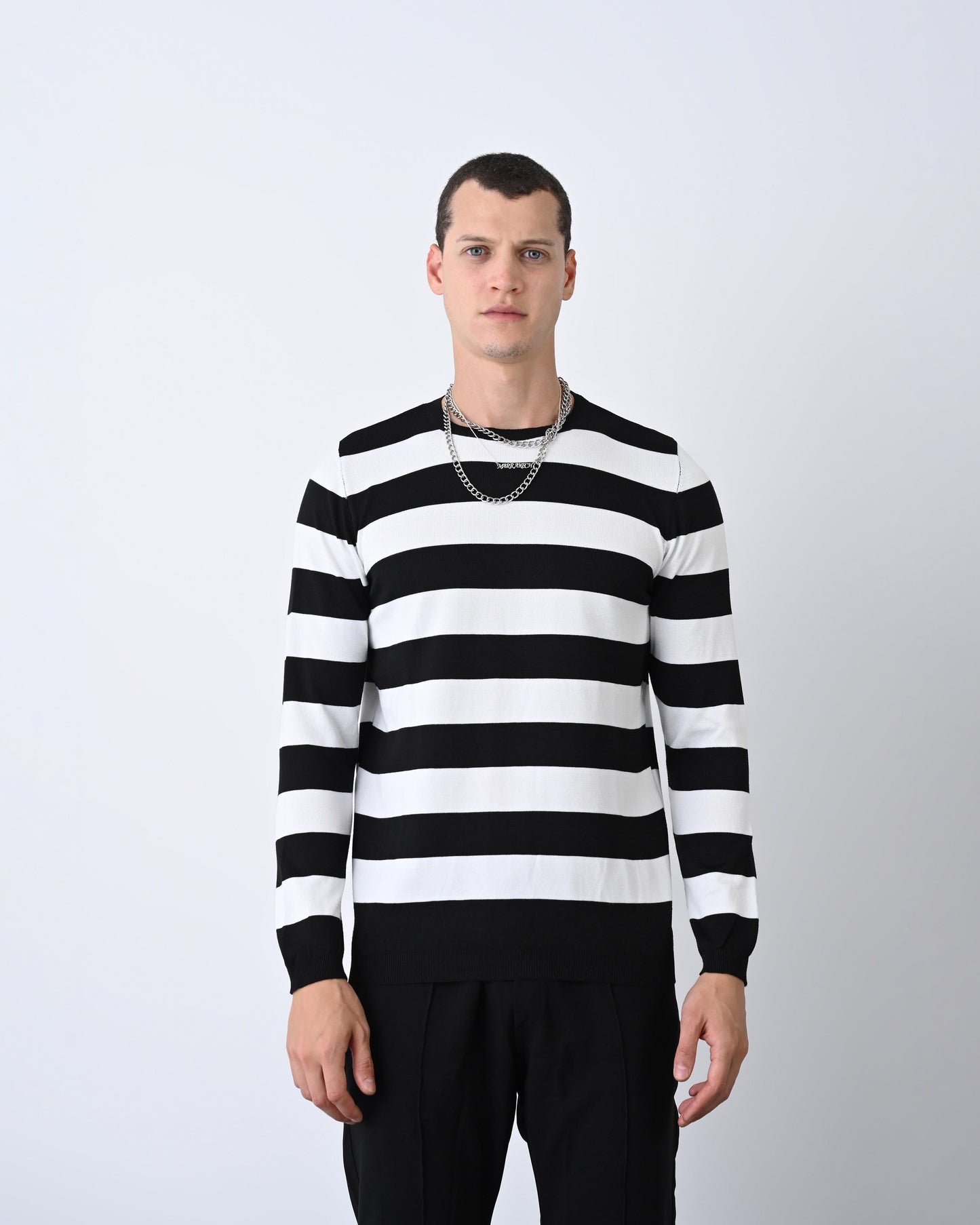 Casual Men's Knitwear with Dual-Tone Stripe Detail Withinblack