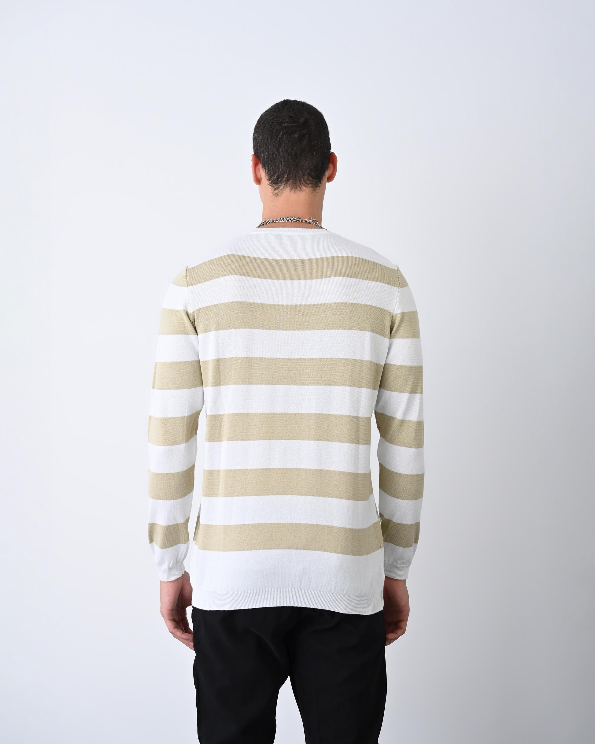 Casual Men's Knitwear with Dual-Tone Stripe Detail Withinblack