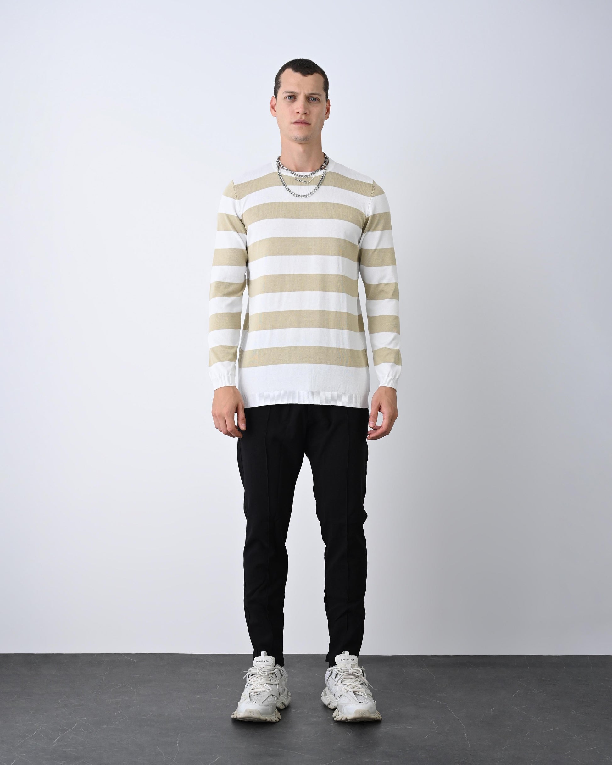 Casual Men's Knitwear with Dual-Tone Stripe Detail Withinblack