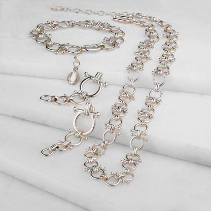Bocara - Horse Bit Chain Link Equestrian Necklace in Silver Urban-Equestrian
