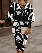 Elegant Women's V-Neck Long Sleeve Pencil Dress