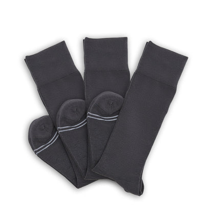 Asher 3-Pack - Charcoal Dress Socks DeadSoxy