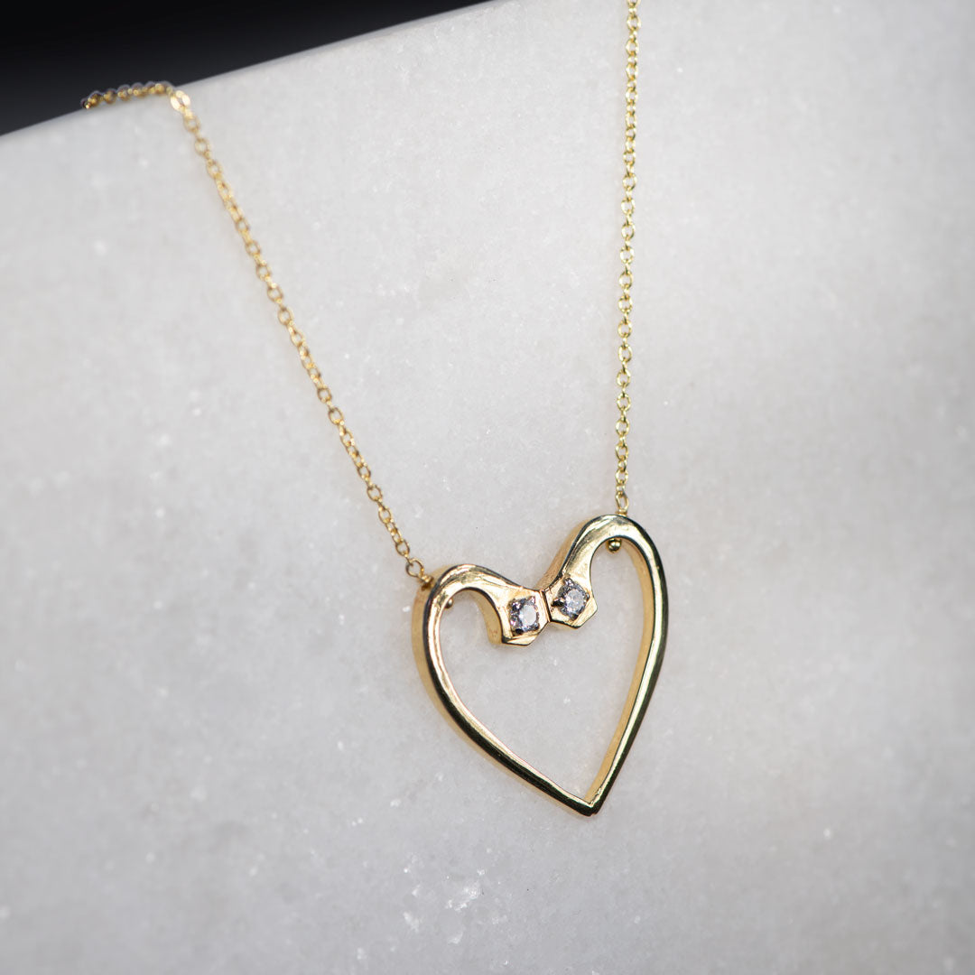 Charmed - Mossanite Equestrian Horseshoe Nail Head Necklace in Gold Urban-Equestrian