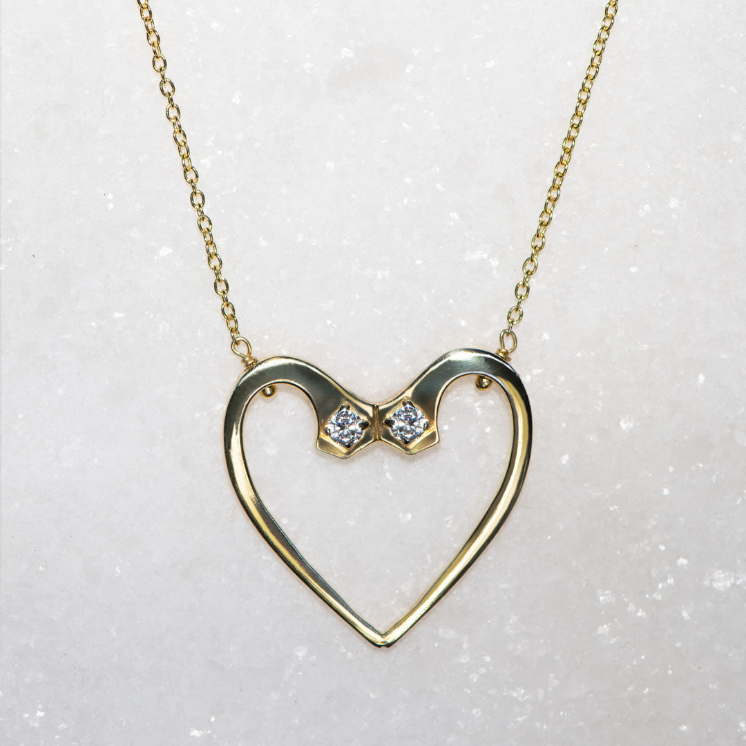 Charmed - Mossanite Equestrian Horseshoe Nail Head Necklace in Gold Urban-Equestrian