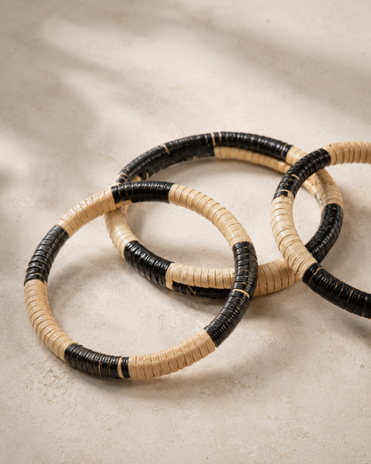 Black Motif Rattan Bangle Village Thrive