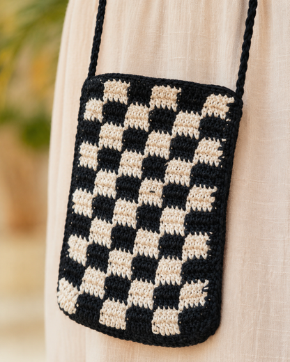 Checkered Crochet Phone Sling Bag Village Thrive
