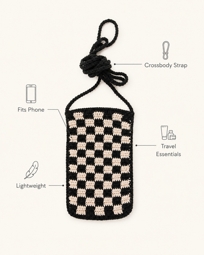Checkered Crochet Phone Sling Bag Village Thrive