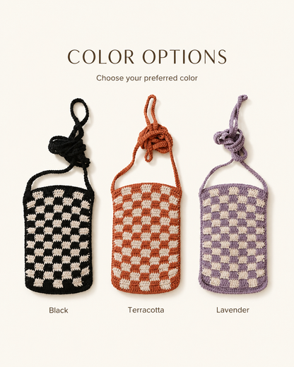 Checkered Crochet Phone Sling Bag Village Thrive
