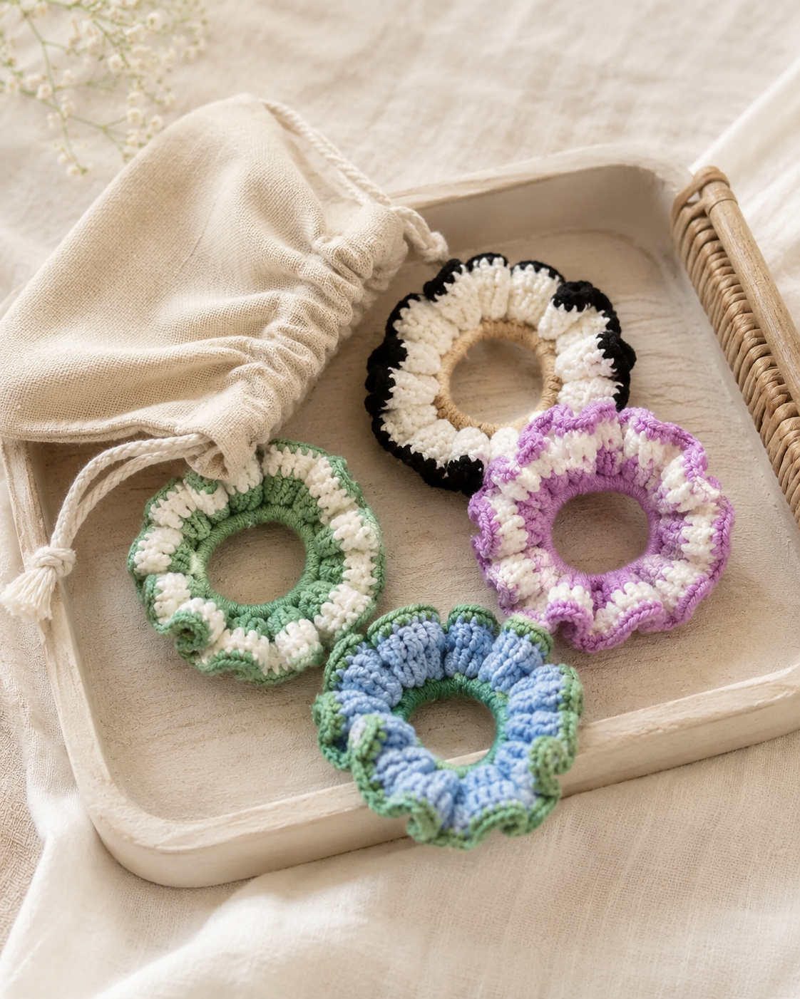 Cotton Crochet Scrunchie - Set of 3 Village Thrive