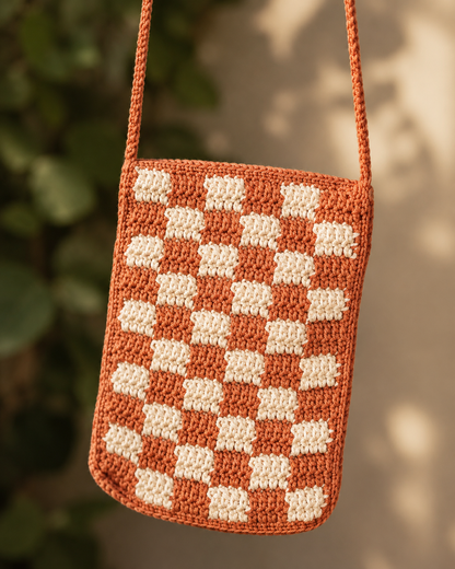 Checkered Crochet Phone Sling Bag Village Thrive
