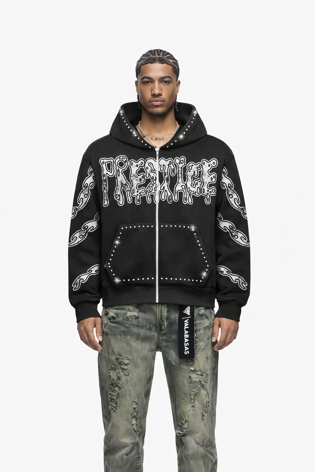 Prestige Drippy Hoodie - Black Denim Exchange