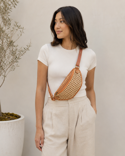 Raja Leather and Cane Sling Bag Village Thrive