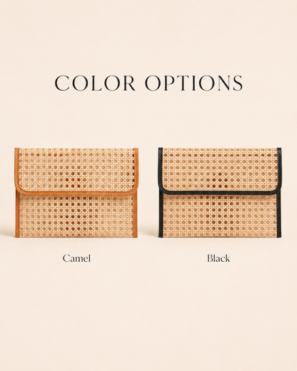 Eva Leather and Rattan Clutch Village Thrive