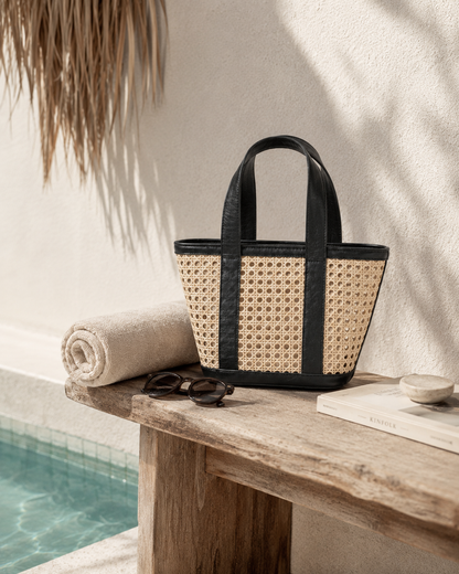 Raja Leather and Cane Carryall Bag Village Thrive