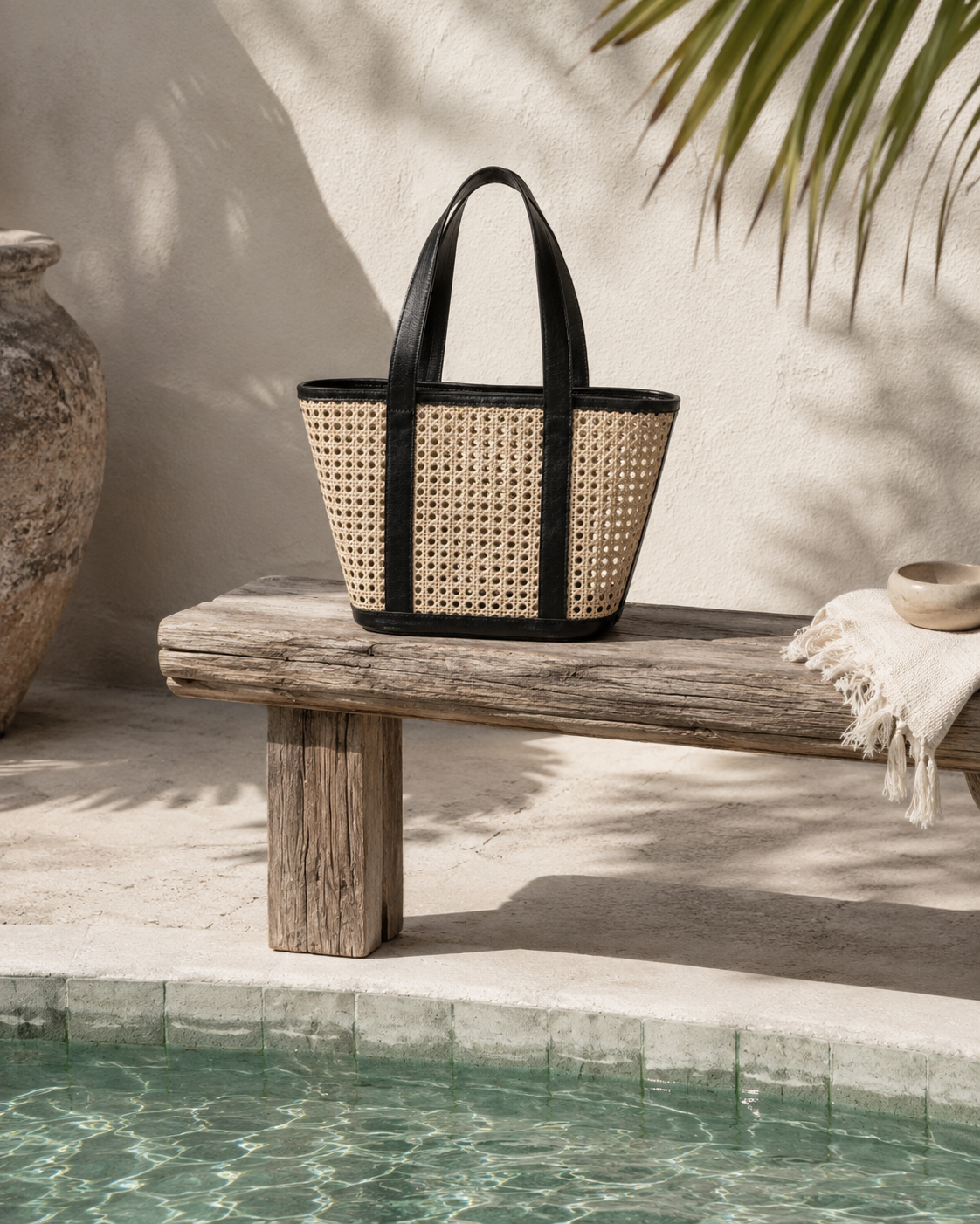 Raja Leather and Cane Carryall Bag Village Thrive