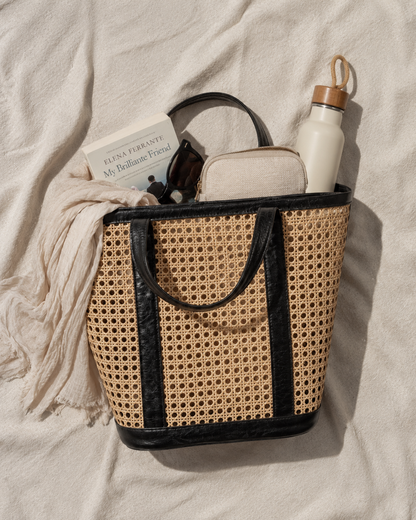 Raja Leather and Cane Carryall Bag Village Thrive